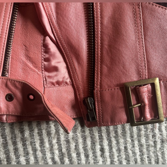 Vintage Women's Pink Leather biker Jacket - Picture 3 of 6